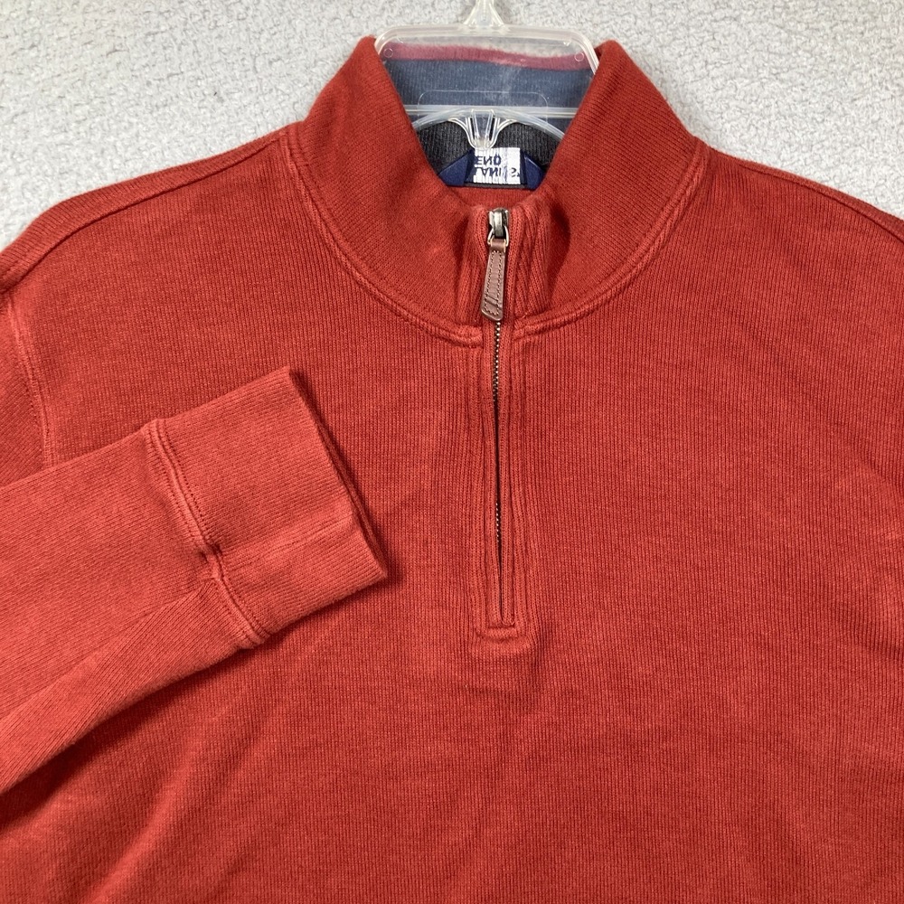 Lands' End 1/4 Zip Sweater Men's Medium Rust Orange Mock Neck Gorpcore Hiking